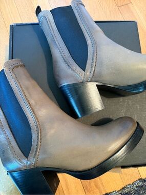 Frye Taupe Chelsea Heeled Ankle Boots